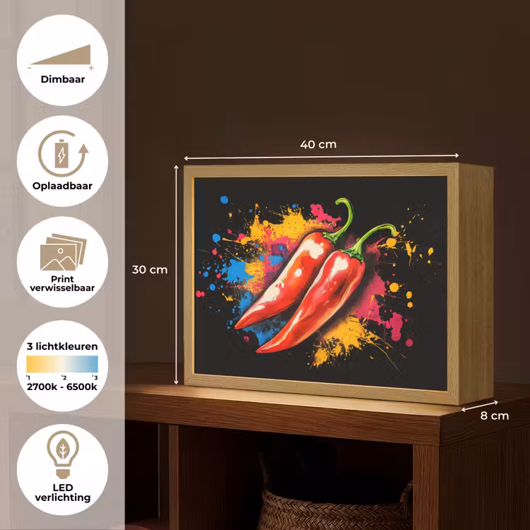 Lightbox - Wandlamp - Peper - Graffiti - Verf - Abstract - Modern - Kleurrijk — 10