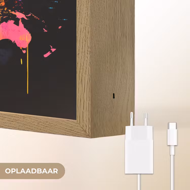 Lightbox - Wandlamp - Wereldkaart - Verf - Kleurrijk - Graffiti - Wereld — 7