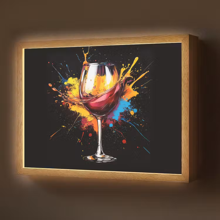 Lightbox - Wandlamp - Wijn - Glas - Graffiti - Borrel - Rood - Verf — 1