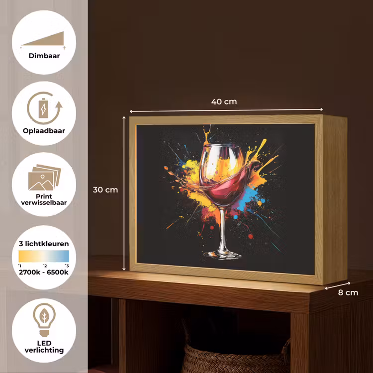 Lightbox - Wandlamp - Wijn - Glas - Graffiti - Borrel - Rood - Verf — 10