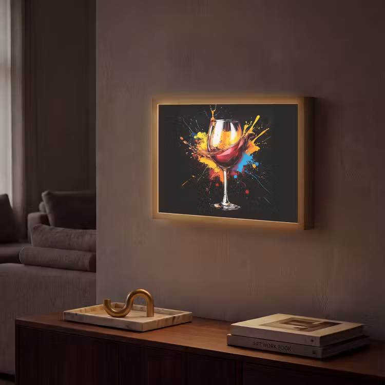Lightbox - Wandlamp - Wijn - Glas - Graffiti - Borrel - Rood - Verf — 2