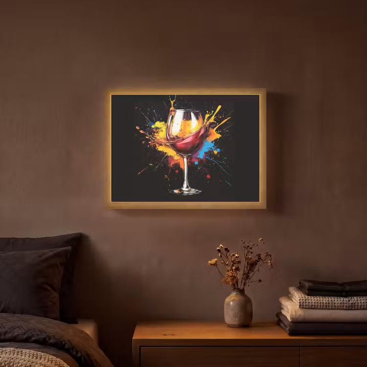 Lightbox - Wandlamp - Wijn - Glas - Graffiti - Borrel - Rood - Verf — 3