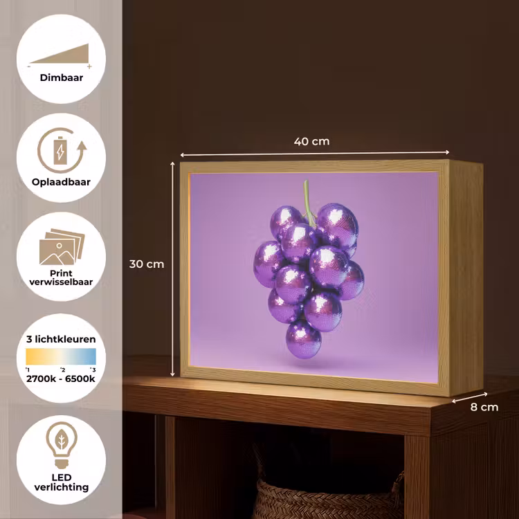 Lightbox - Wandlamp - Druif - Disco - Glitter - Paars — 10