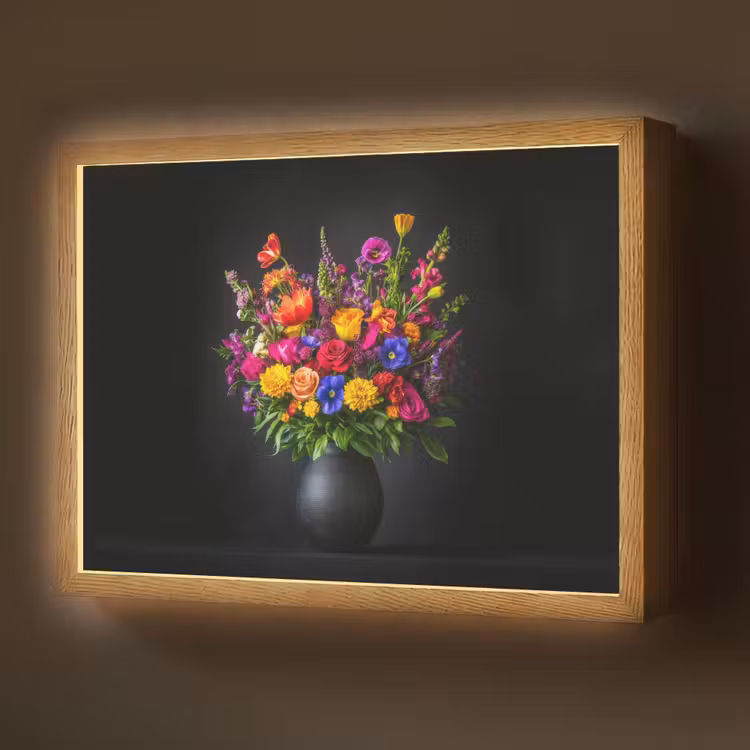 Lightbox - Wandlamp - Felgekleurd - Bloemen - Vaas — 1
