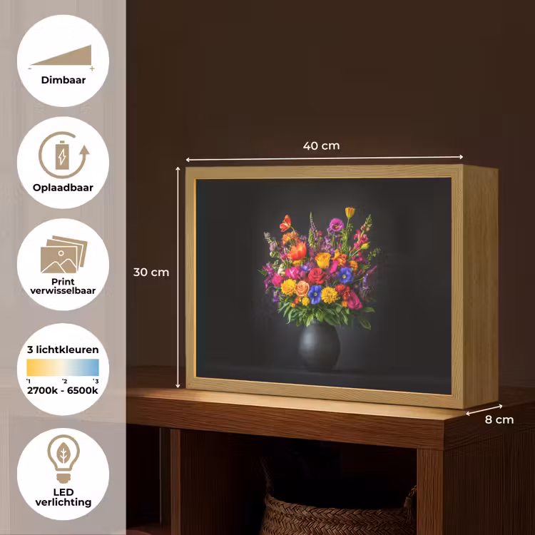 Lightbox - Wandlamp - Felgekleurd - Bloemen - Vaas — 10