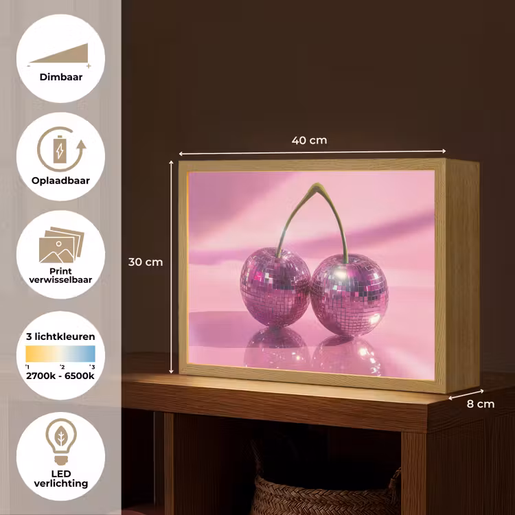 Lightbox - Wandlamp - Glitter - Discobol - Roze - Kersen — 10