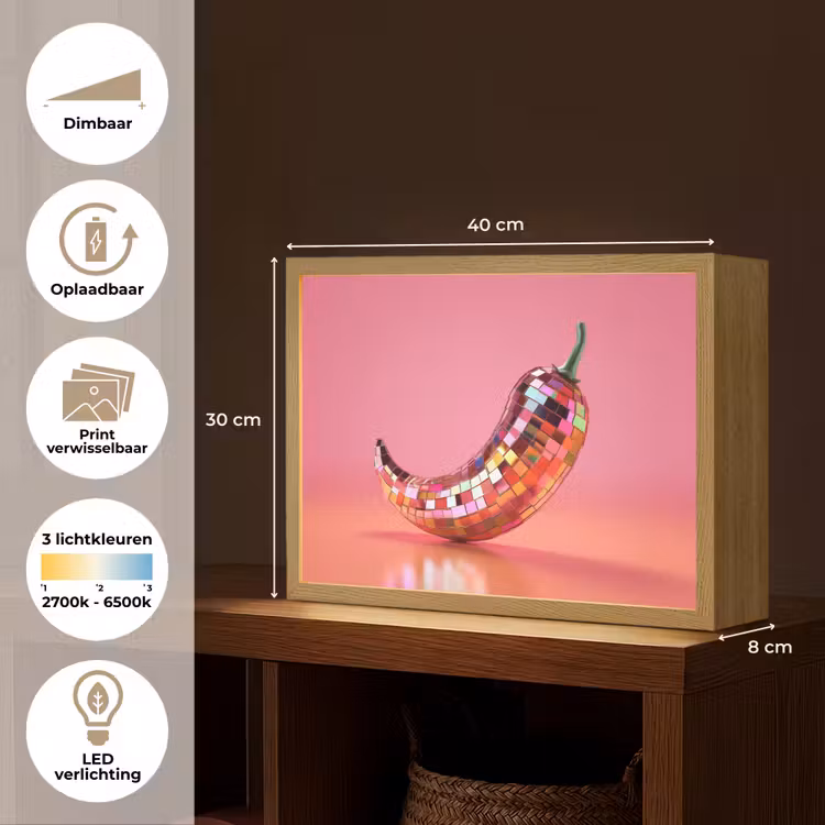 Lightbox - Wandlamp - Peper - Disco - Rood - Glitter — 10