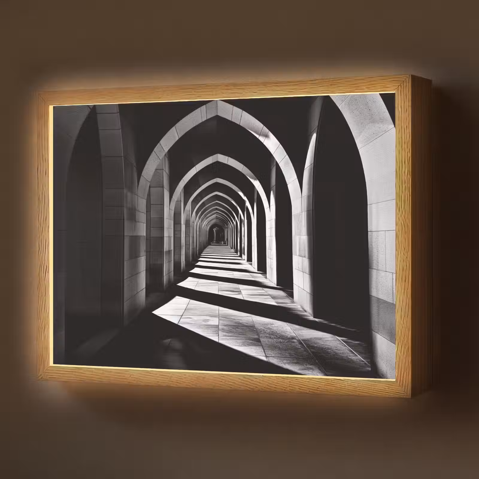 Lightbox - Wandlamp - Gang - Bogen - Schaduw - Diepte — 1