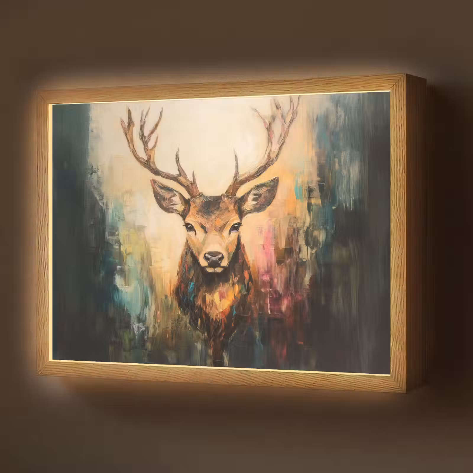 Lightbox - Wandlamp - Hert - Geverfd - Gewei - Bruin — 1