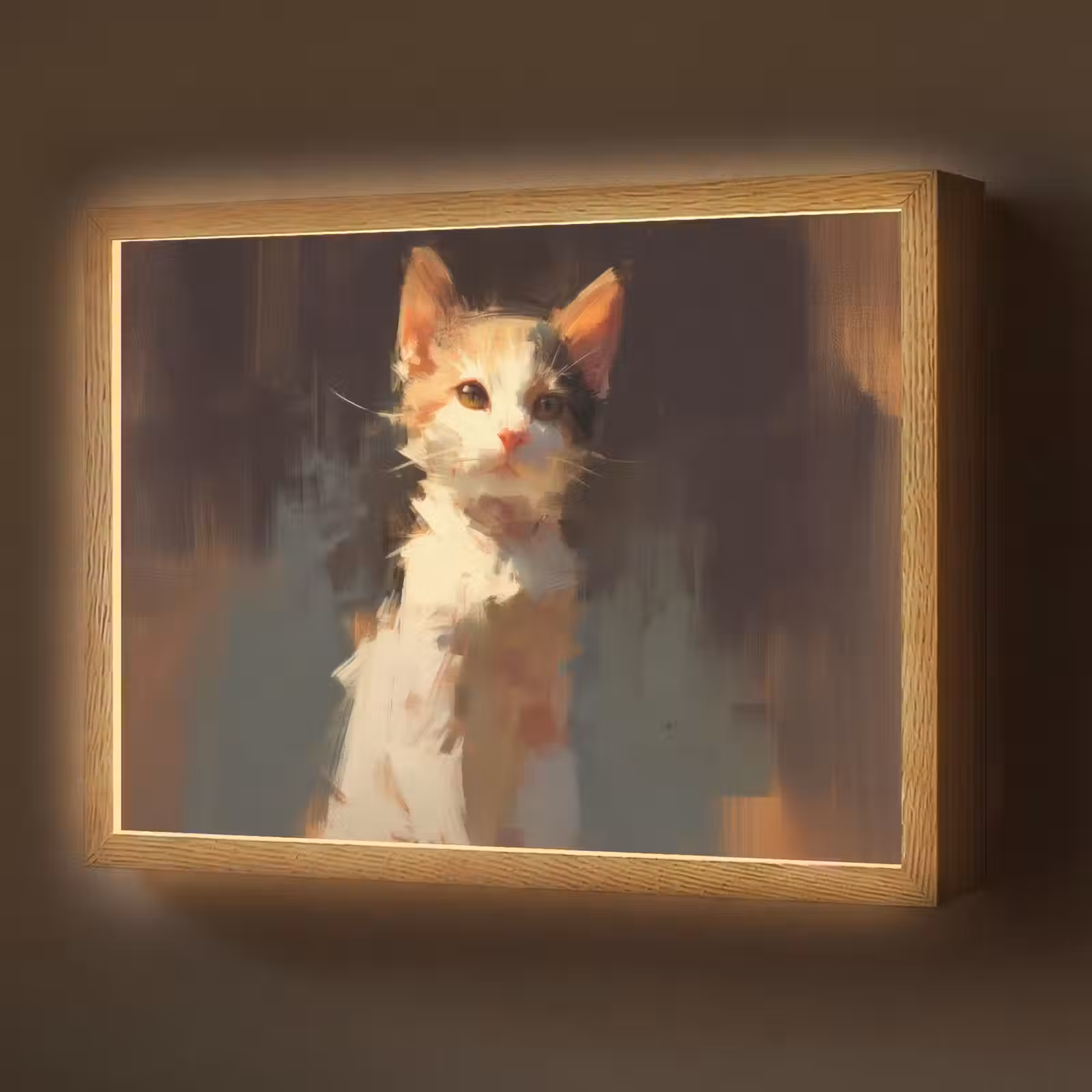 Lightbox - Wandlamp - Kat - Geschilderd - Artistiek - Wit — 1