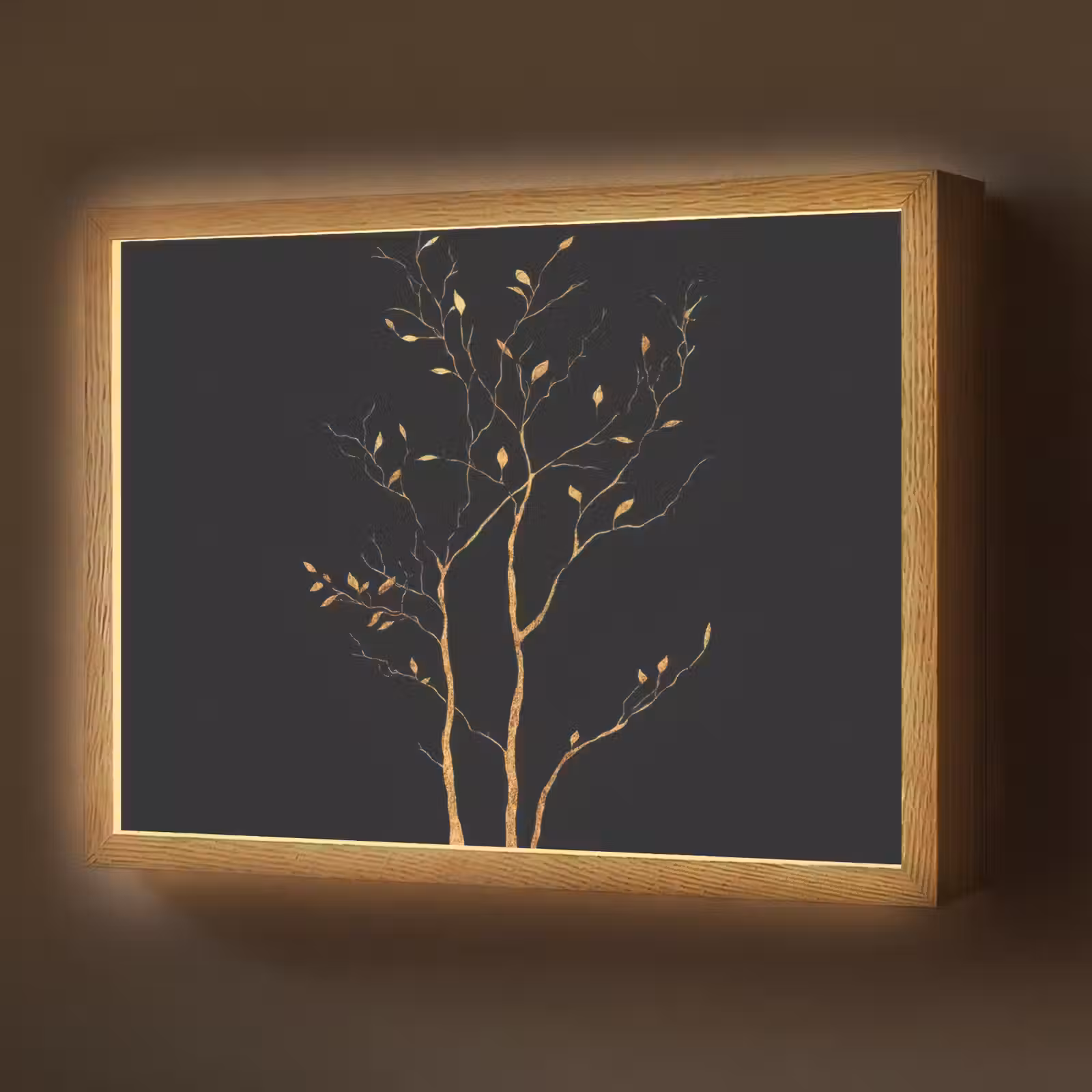 Lightbox - Wandlamp - Takken - Blaadjes - Zwart — 1