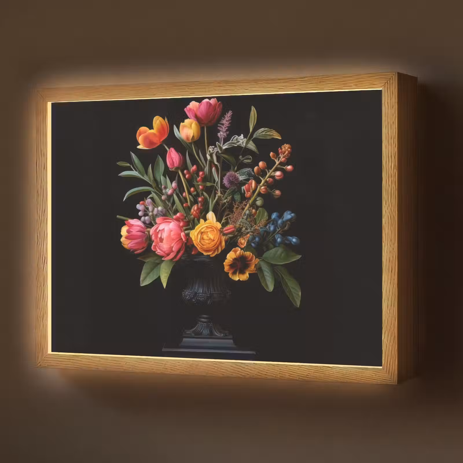Lightbox - Wandlamp - Tulpen - Bessen - Boeket - Vaas — 1