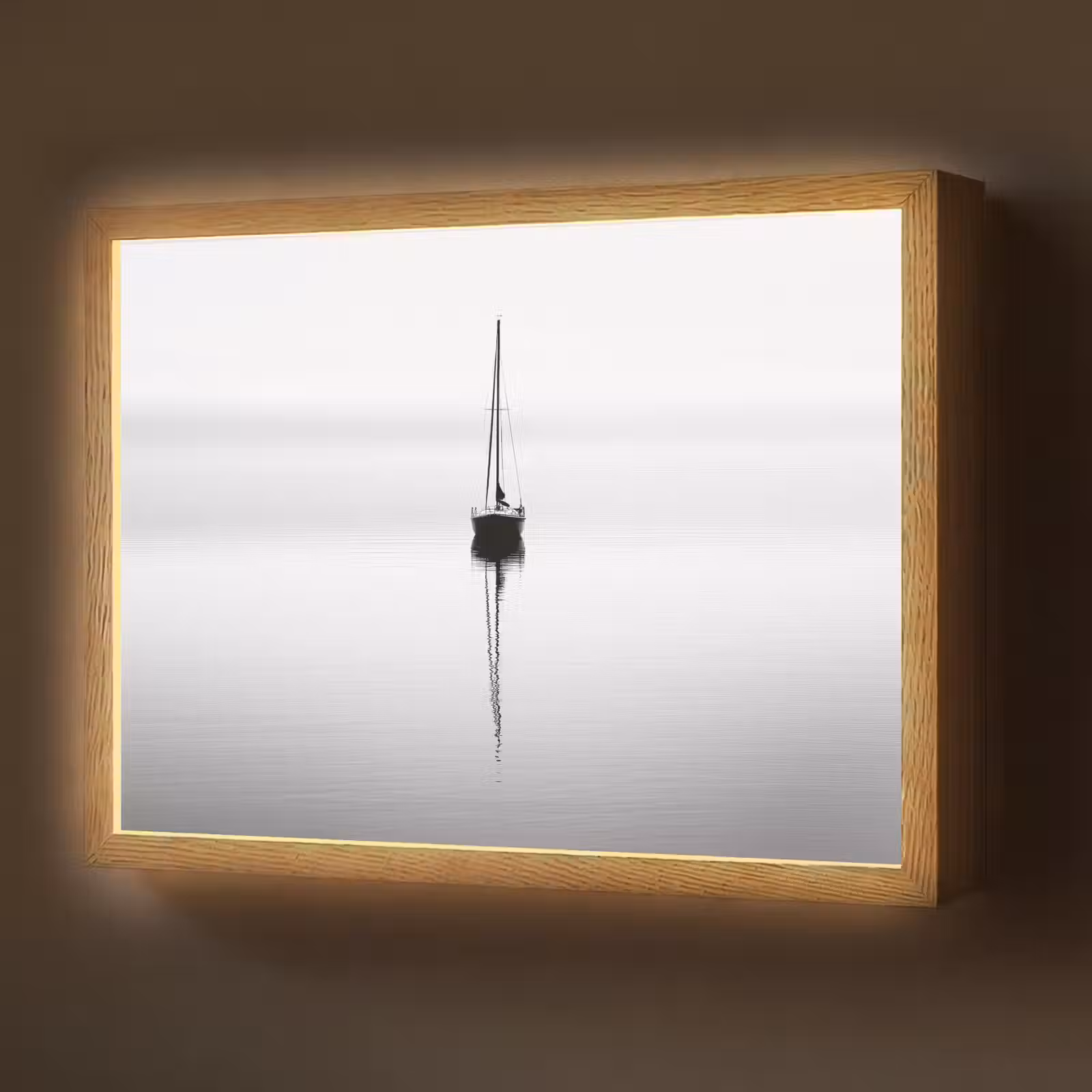 Lightbox - Wandlamp - Zeilboot - Zwart - Water - Silhouet — 1