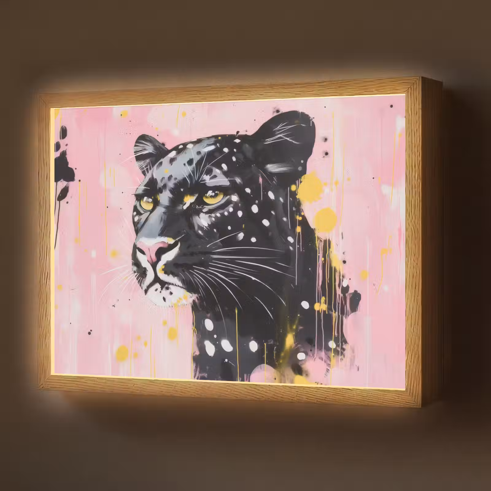 Lightbox - Wandlamp - Zwart - Panter - Roze - Abstract — 1