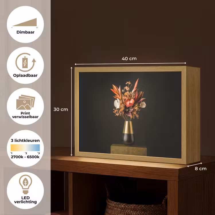 Lightbox - Wandlamp - Exotisch - Boeket - Vaas - Goud — 10