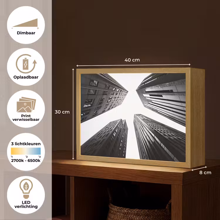 Lightbox - Wandlamp - Gebouwen - Lucht - Zwart — 10