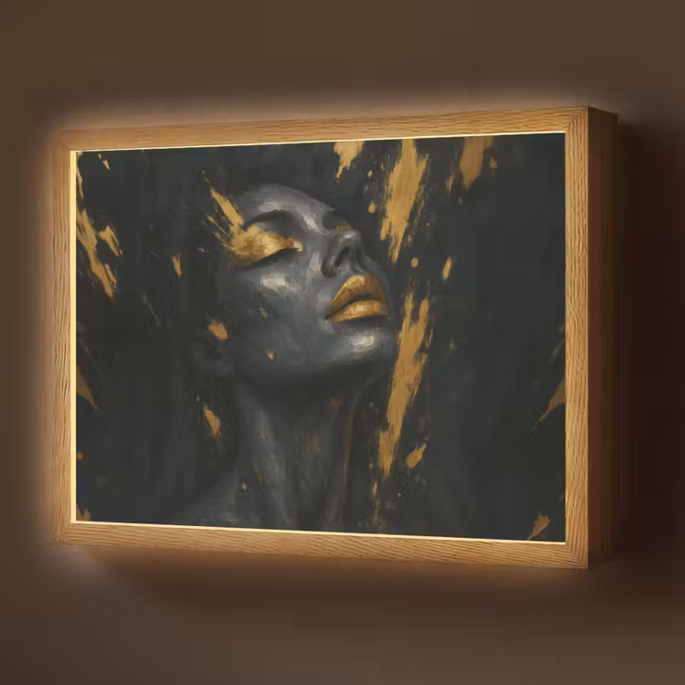Lightbox - Wandlamp - Gezicht - Vrouw - Verfspatten - Abstract — 1
