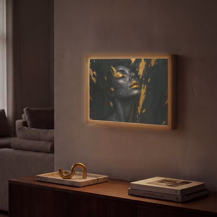 Lightbox - Wandlamp - Gezicht - Vrouw - Verfspatten - Abstract — 2