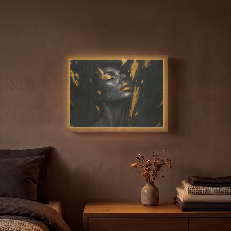 Lightbox - Wandlamp - Gezicht - Vrouw - Verfspatten - Abstract — 3