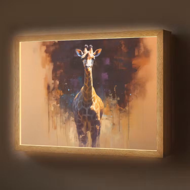 Lightbox - Wandlamp - Giraf - Bruin - Abstract - Geschilderd — 1