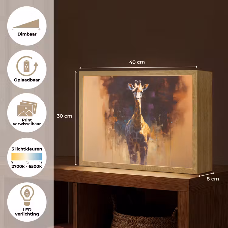 Lightbox - Wandlamp - Giraf - Bruin - Abstract - Geschilderd — 10