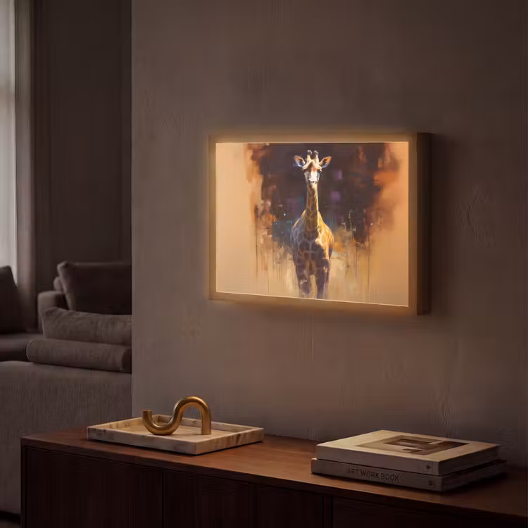 Lightbox - Wandlamp - Giraf - Bruin - Abstract - Geschilderd — 2