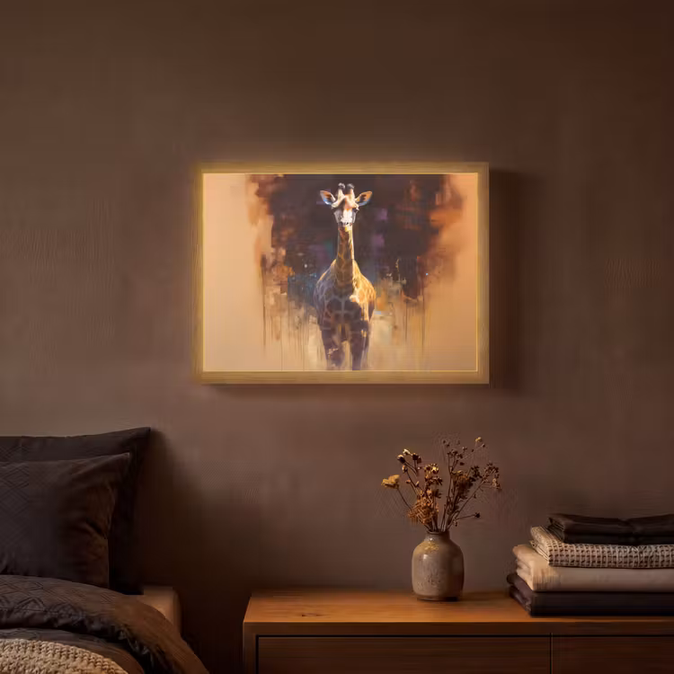 Lightbox - Wandlamp - Giraf - Bruin - Abstract - Geschilderd — 3