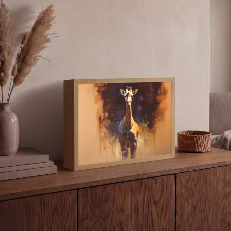 Lightbox - Wandlamp - Giraf - Bruin - Abstract - Geschilderd — 4