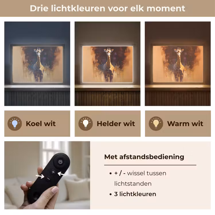 Lightbox - Wandlamp - Giraf - Bruin - Abstract - Geschilderd — 8