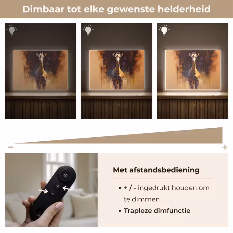 Lightbox - Wandlamp - Giraf - Bruin - Abstract - Geschilderd — 9