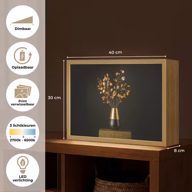 Lightbox - Wandlamp - Goudbruine - Bladeren - Vaas - Herfstachtig — 10