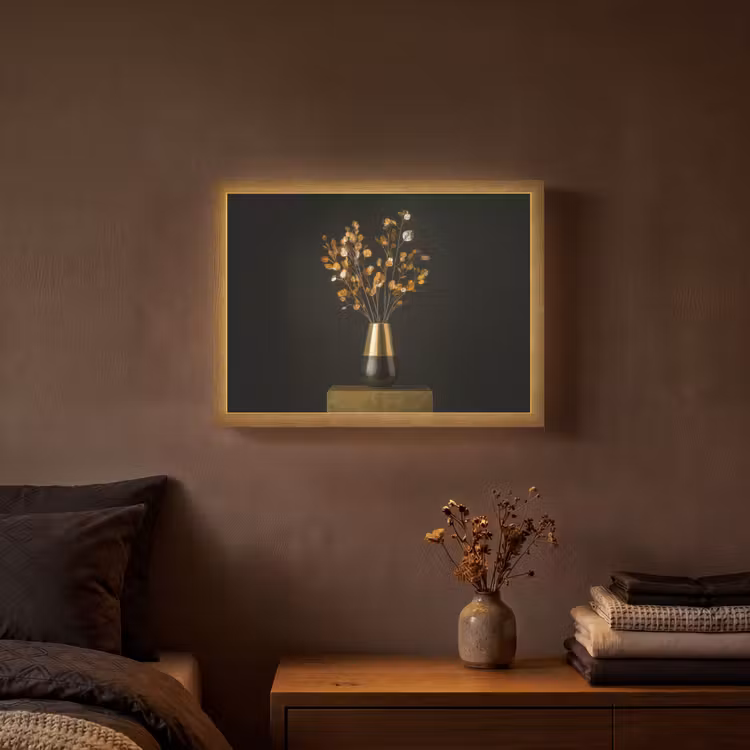 Lightbox - Wandlamp - Goudbruine - Bladeren - Vaas - Herfstachtig — 3