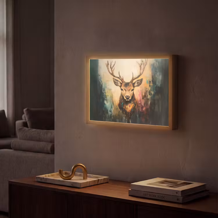 Lightbox - Wandlamp - Hert - Geverfd - Gewei - Bruin — 2