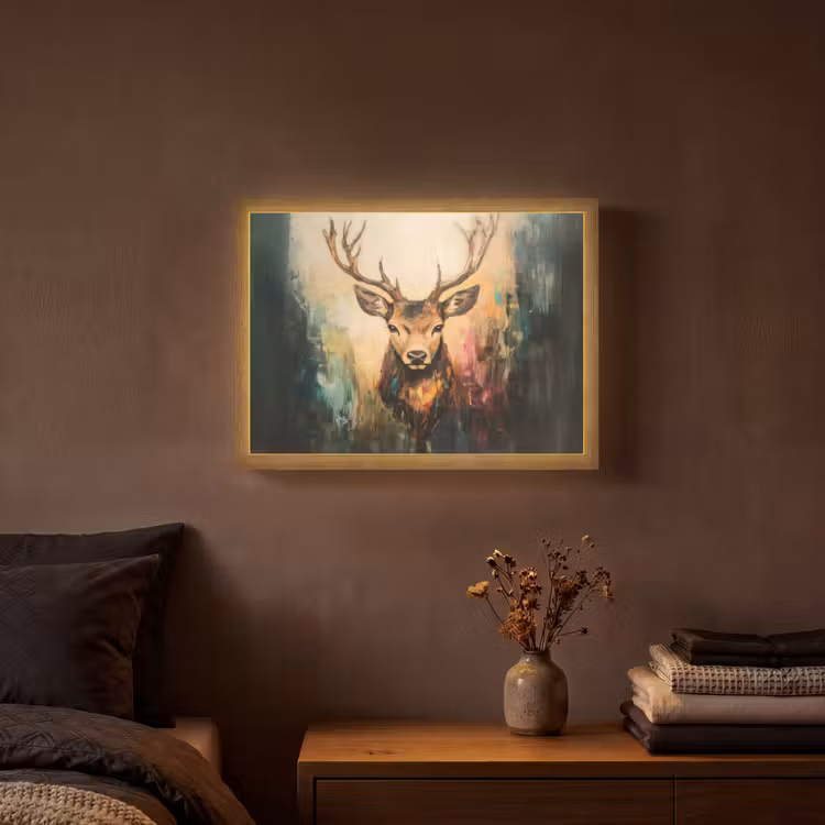 Lightbox - Wandlamp - Hert - Geverfd - Gewei - Bruin — 3