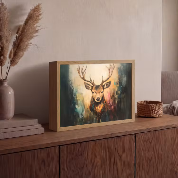 Lightbox - Wandlamp - Hert - Geverfd - Gewei - Bruin — 4