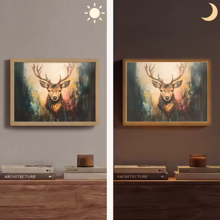 Lightbox - Wandlamp - Hert - Geverfd - Gewei - Bruin — 6