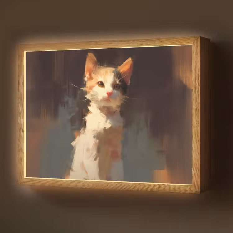 Lightbox - Wandlamp - Kat - Geschilderd - Artistiek - Wit — 1