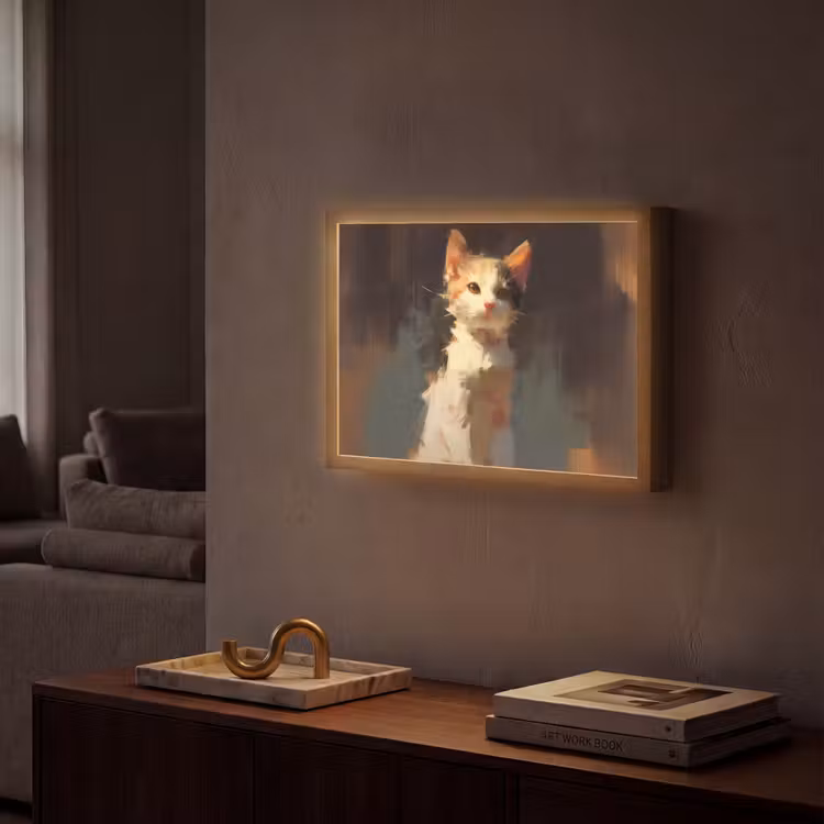 Lightbox - Wandlamp - Kat - Geschilderd - Artistiek - Wit — 2