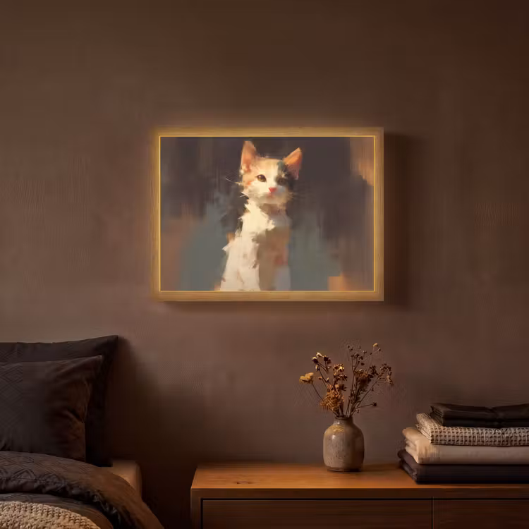 Lightbox - Wandlamp - Kat - Geschilderd - Artistiek - Wit — 3