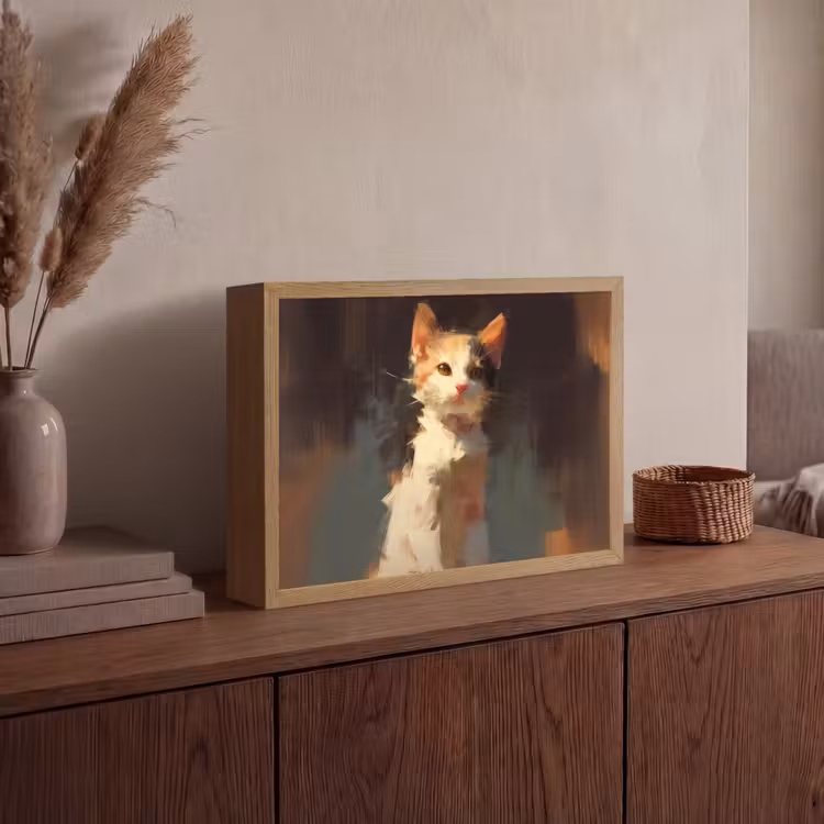 Lightbox - Wandlamp - Kat - Geschilderd - Artistiek - Wit — 4