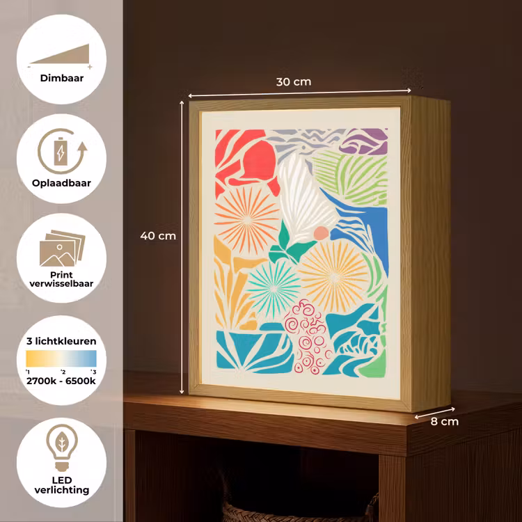 Lightbox - Wandlamp - Kleurrijk - Abstract - Bloemen - Patronen — 9