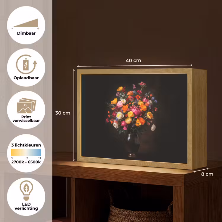 Lightbox - Wandlamp - Kleurrijk - Boeket - Vaas - Donkerbruin — 10