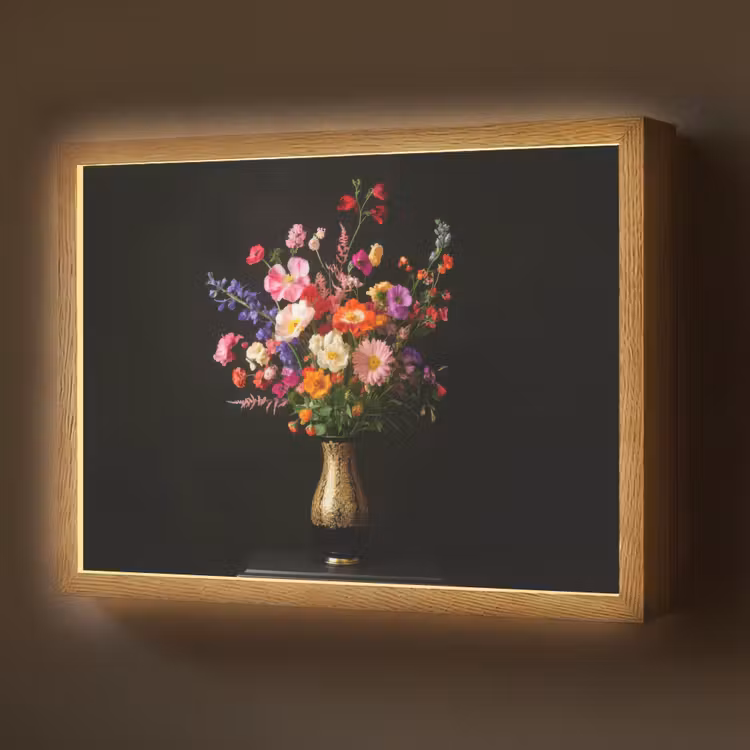 Lightbox - Wandlamp - Kleurrijk - Boeket - Vaas - Goud — 1