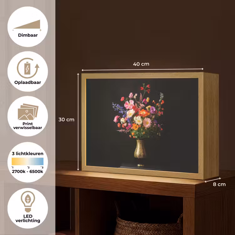 Lightbox - Wandlamp - Kleurrijk - Boeket - Vaas - Goud — 10