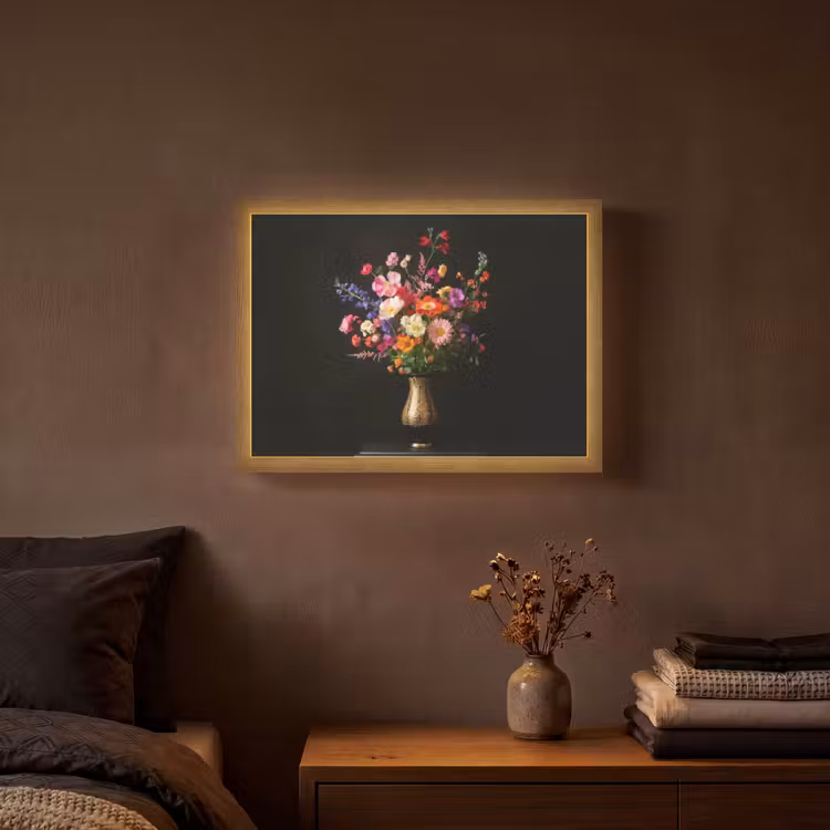 Lightbox - Wandlamp - Kleurrijk - Boeket - Vaas - Goud — 3
