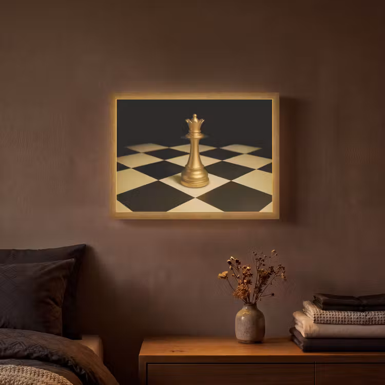 Lightbox - Wandlamp - Koningin - Schaakstuk - Geblokt - Goud — 3