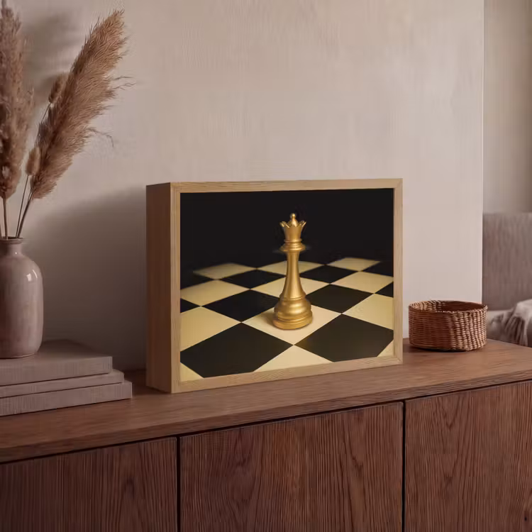 Lightbox - Wandlamp - Koningin - Schaakstuk - Geblokt - Goud — 4