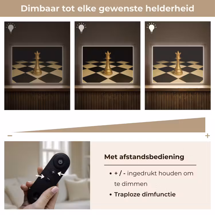 Lightbox - Wandlamp - Koningin - Schaakstuk - Geblokt - Goud — 9