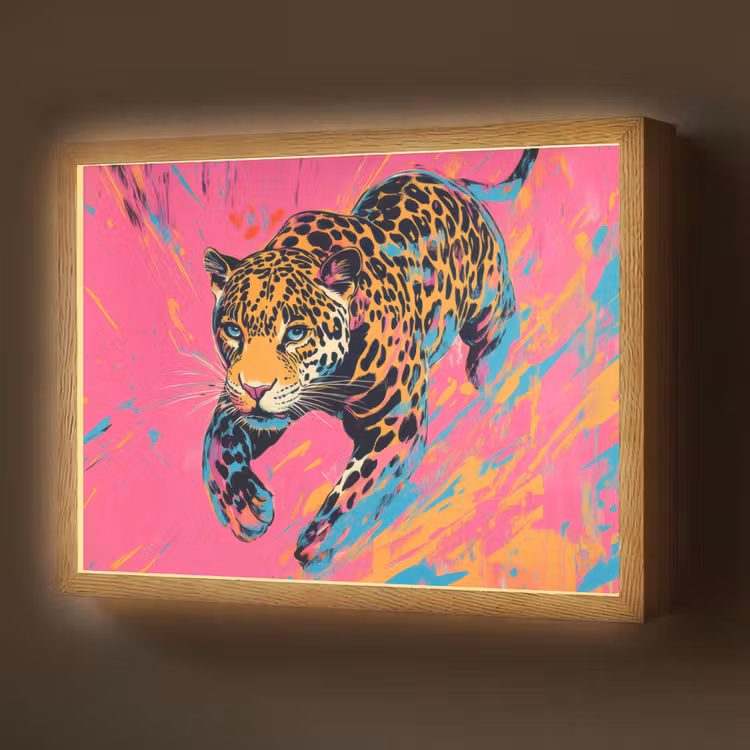 Lightbox - Wandlamp - Luipaard - Roze - Oranje - Blauw - Verf — 1