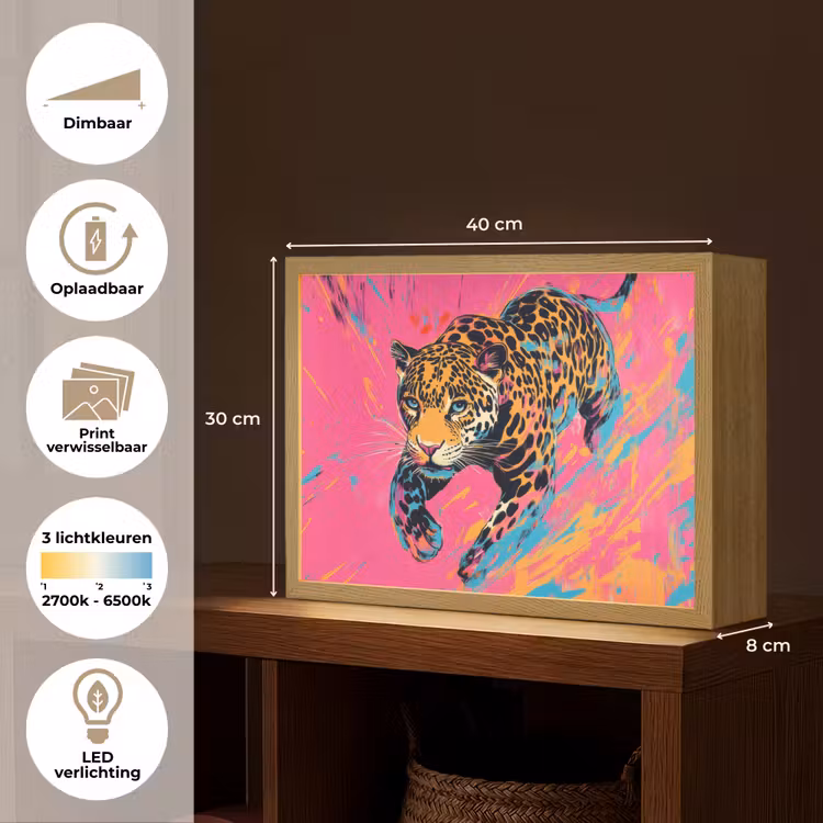 Lightbox - Wandlamp - Luipaard - Roze - Oranje - Blauw - Verf — 10